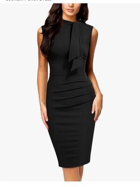 Miusol Audrey Hepburn Style Retro High Neck Tie Sheath Cocktail Dress